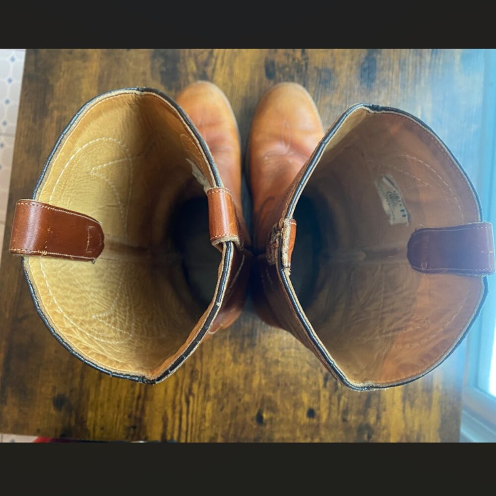 Vintage 1970s Double H Leather Cowboy Boots Men's Size 8.5 Unisex Western - Picture 11 of 13
